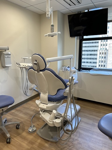 Dental chair facing window